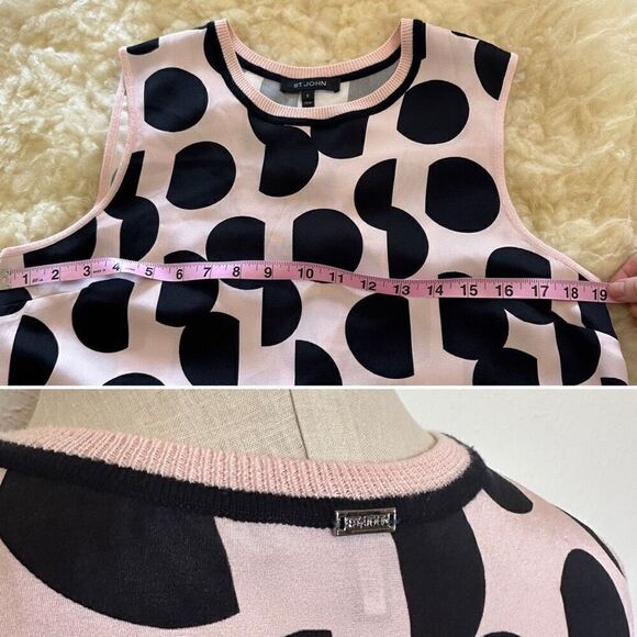 ST. JOHN DOT PRINT STRETCH SILK SHELL IN BLUSH CAVIAR - Picture 5 of 5